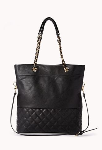 Forever 21 / Bolsa Preta Grande Couro Fake